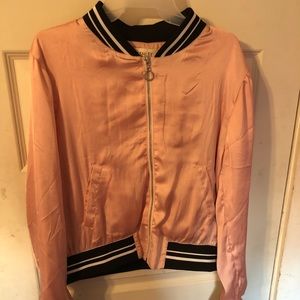Pink Silk Bomber Jacket
